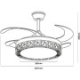 M mimotec - Ventilador de Techo Led White Aqua 66W con luz, mando a Distancia, Bajo consumo, motor DC 30W+Luz Led 36W, 6