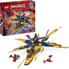 LEGO Ninjago Super Jet de la Tormenta de RAS y Arin, Juguete de Construcción con Dron Desmontable, Vehículo Combinado con 3
