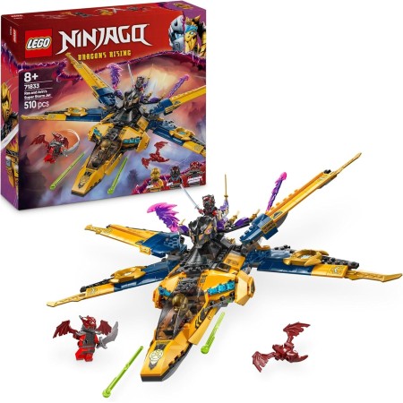LEGO Ninjago Super Jet de la Tormenta de RAS y Arin, Juguete de Construcción con Dron Desmontable, Vehículo Combinado con 3