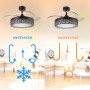 M mimotec- Black Aqua 66W Led Ceiling Fan with light, Remote control, Low consumption, DC 30W motor+36W LED Light, 6 speeds,