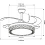 M mimotec- Black Aqua 66W Led Ceiling Fan with light, Remote control, Low consumption, DC 30W motor+36W LED Light, 6 speeds,
