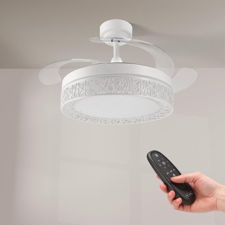 M mimotec- Black Aqua 66W Led Ceiling Fan with light, Remote control, Low consumption, DC 30W motor+36W LED Light, 6 speeds,