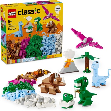 LEGO Classic Dinosaurios Creativos Caja de Ladrillos de Colores para Construir Huevo de Dinosaurio, Tiranosaurio Rex,