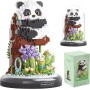 XIMKONTER Panda Garden - Bloques de construcción de panda con flores, flores y plantas con tapa antipolvo