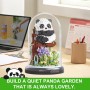 XIMKONTER Panda Garden - Bloques de construcción de panda con flores, flores y plantas con tapa antipolvo
