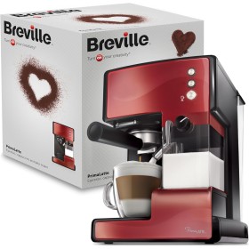 Cafetera para espresso, cappuccino y latte Breville PrimaLatte | Bomba italiana con 15 bar | Adecuado para café molido y