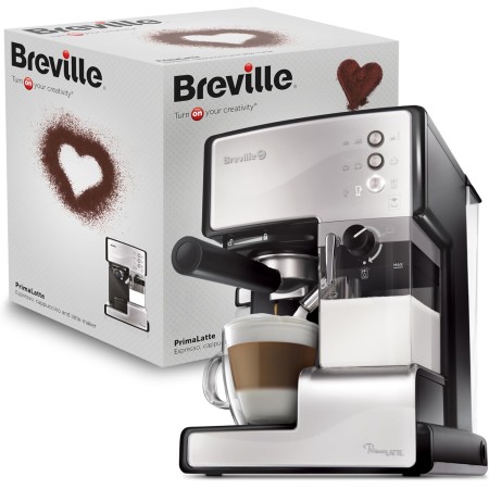 Cafetera para espresso, cappuccino y latte Breville PrimaLatte | Bomba italiana con 15 bar | Adecuado para café molido y