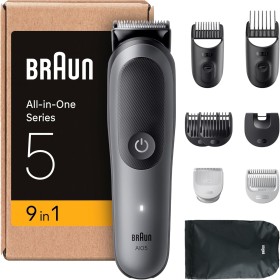 Braun Recortadora Todo En Uno Series 5, AIO5545, Kit De Styling 9en1 Para Barba, Pelo, Orejas, Nariz y Cuerpo, 120 Min,