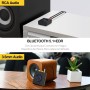 1Mii Receptor Bluetooth 5.1 HiFi, Adaptador Bluetooth Audio Salida Jack AUX 3.5 mm/RCA, con Modo de Graves, Conexión Dual para