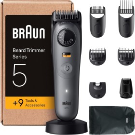 Braun Recortadora De Barba Series 5 BT5565, Barbero Recargable Resistente Al Agua, +9 Accesorios De Afeitado, 120 Min De
