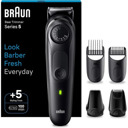 Braun Recortadora De Barba Series 5 BT5565, Barbero Recargable Resistente Al Agua, +9 Accesorios De Afeitado, 120 Min De