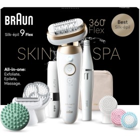 Braun Silk-épil 9 Flex SkinSpa, Depiladora Eléctrica Para Una Eliminación Del Vello Fácil, 9-681 3D, Blanca/Dorada
