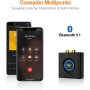 1Mii Receptor Bluetooth 5.1 HiFi, Adaptador Bluetooth Audio Salida Jack AUX 3.5 mm/RCA, con Modo de Graves, Conexión Dual para