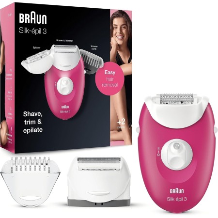 Braun Silk-épil 3, Depiladora Con Cable Para La Eliminación Del Vello, Semanas De Piel Suave, 3-202, Frambuesa