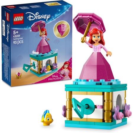 LEGO | Disney Princess Ariel Bailarina de Juguete Giratorio - Mini Muñeca de la Sirenita y Figura de Pez Flounder - Accesorio de