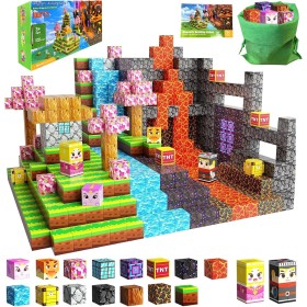 Bloques de construcción magnéticos Cubos magnéticos - 100PCS magnéticos para niños y niñas Mine Magnet World Toys a Partir de 4