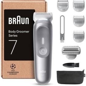 Braun Recortadora Corporal Series 7 BG7555, Afeitadora Corporal Hombre Para Pieles Sensibles, +8 Accesorios De Rasurado, 100 Min