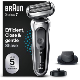 Braun Series 7 Afeitadora Eléctrica Hombre, Máquina de Afeitar Barba con Accesorio de Recortadora de Precisión, Base de Carga,