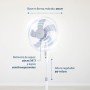 Grunkel Ventilador de Pie FAN-165 de 50W- 16" 40cm de diametro con 3 Velocidades y 5 aspas, Altura Regulable hasta 118cm.