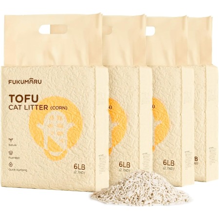 FUKUMARU Arena de Tofu para Gatos 10.8kg - Arena aglomerante para Gatos, Mezcla de pellets de maíz, Libre de Polvo y fácil de