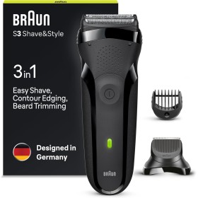 Braun Series 3 Afeitadora Eléctrica Hombre, Máquina de Afeitar Barba 3 En 1 con Recortadora De Precisión Para La Barba Y 5