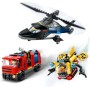 LEGO City 3 en 1 Remix: Helicóptero, Camión de Bomberos y Submarino de Juguete, Set de 3 Juguetes de Vehículos Modulares