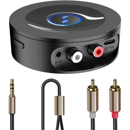 Receptor Bluetooth 5.2 HiFi, Adaptador Bluetooth Jack 3.5mm Nivel Lossless para Estéreo Casa, Altavoz, Amplificador, con Salidas