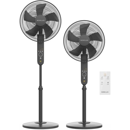 Newlux-Ventilador de Pie con Mando a Distancia W550 Smart 5 Aspas de ø40cm, 3 Vel. y 3 Modos. Ventilador de Pedestal Oscilante