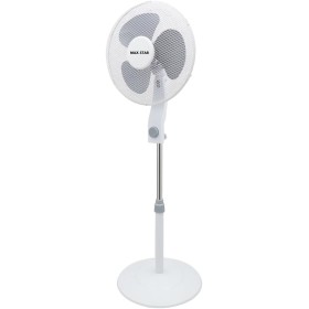 Max Star Ventilador de Pie Potente y Silencioso 16" 40W, Oscilante, 3 Aspas, Altura Ajustable, Base Redonda