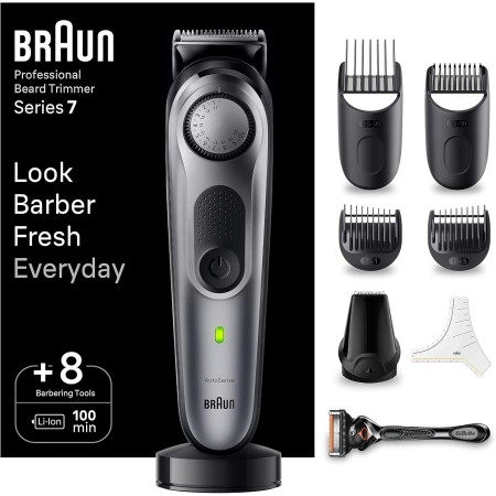 Braun BT7440 Recortadora de barba y pelo profesional para hombres, con 40 ajustes, estación de carga, estuche de viaje,