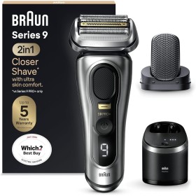 Braun Series 9 Pro+ Afeitadora Eléctrica Hombre, Máquina de Afeitar Barba, Cabezal ProComfort, 9597cc, Plata, El embalaje puede