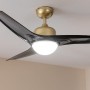 Cecotec Ventilador de Techo con Luz EnergySilence Aero 560 GoldBlack. 60W, Diámetro 52”, 3 Aspas, Luz LED de 18W, Mando,
