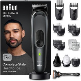Braun Recortadora de Barba Series 7 Máquina Cortar Pelo, Cortapelos Hombre, Depiladora Corporal para Cara, Pelo, Orejas, Nariz y