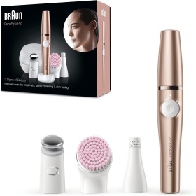 Braun FaceSpa Pro Depiladora Eléctrica Facial Mujer Todo en 1 con Cepillo de Limpieza, Base de Carga, Funda Portátil,