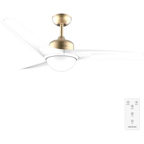 Cecotec Ventilador de Techo con Luz EnergySilence Aero 560 GoldWhite. 60W, Diámetro 52”, luz LED de 18W, Mando a distancia,
