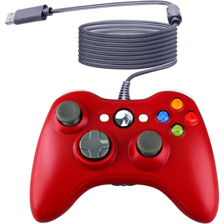 OSTENT Mando con cable USB Gamepad Joystick para Microsoft Xbox 360 Consola Windows PC Ordenador Portátil Videojuegos Rojo