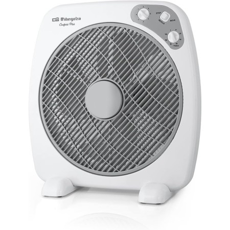Orbegozo BF 0140 - Ventilador Box Fan con 3 velocidades, difusor rotativo, función temporizador, tamaño aspas 40 cm, 60 W, Negro