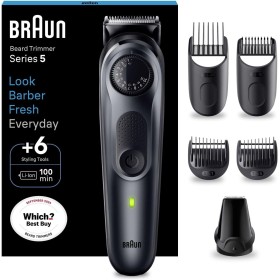 Braun Cortapelos para barba Series 5 BT5450, recortadora para hombres con herramientas de peinado y 100 minutos de ejecución