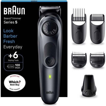 Braun Cortapelos para barba Series 5 BT5450, recortadora para hombres con herramientas de peinado y 100 minutos de ejecución