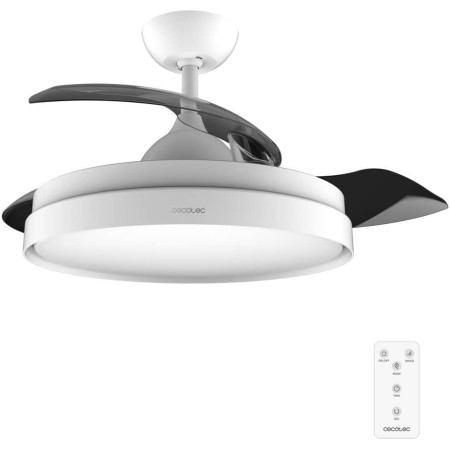 Cecotec Ventilador de Techo con Aspas Retráctites y Lámpara EnergySilence Aero 4280 Invisible Steel. 40 W, Diámetro 42" (106cm),