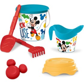 Mondo Toys - BUCKET SET + WATER CAN MICKEY - Juego de cubo de arena ø17 cm con jarra de agua - Juego de playa (6 piezas) para