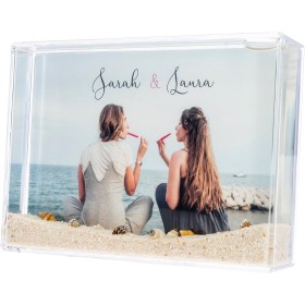 Wanapix | Bola de Nieve Personalizable con Foto | Marco de Fotos Original | Relleno con Arena y Conchas | Regalo Original Playa