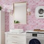 CRE8TIVE Azulejos Adhesivos Mármol Rosa Azulejos Adhesivos Baño Impermeable Baldosas Adhesivas Pared Rectangular Cenefa Cocina