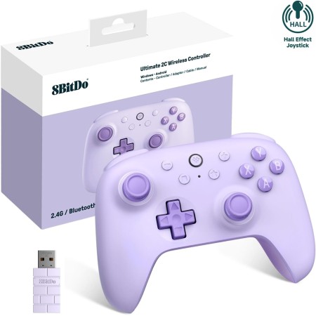 8Bitdo Ultimate 2C Mando Inalámbrico para PC con Windows y Android, Frecuencia Sondeo 1000 Hz, Joysticks Efecto Hall y Gatillos