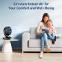 Ventilador Silencioso Circulación de Aire, Auto Oscilación Ventiladores Turbo Potente, 3 Velocidades, 15㎡ Area Cobertura,
