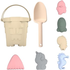 8pcs/Set Juguetes de Silicona Playa Juguetes de Arena portátiles para niños El Juego de Playa Incluye una Pala de Arena Flexible