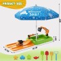 HYES Arenero Niños Exterior con Tapa, Arenero de Excavadora con Sombrilla, Pala de Arena, Juguetes de Playa, Regalos Juegos de