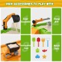 HYES Arenero Niños Exterior con Tapa, Arenero de Excavadora con Sombrilla, Pala de Arena, Juguetes de Playa, Regalos Juegos de