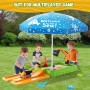 HYES Arenero Niños Exterior con Tapa, Arenero de Excavadora con Sombrilla, Pala de Arena, Juguetes de Playa, Regalos Juegos de