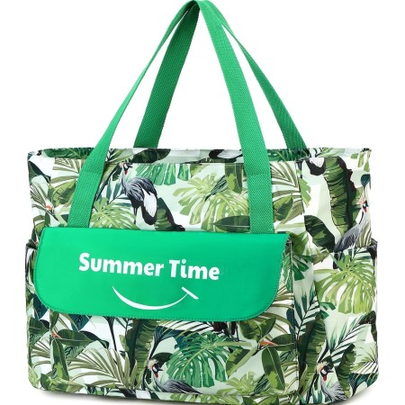Myhozee Bolsa de Playa XXL Familiar Impermeable Bolsa de Baño Señoras Bolsa de Playa Grande con Cremallera y Correa para Manta